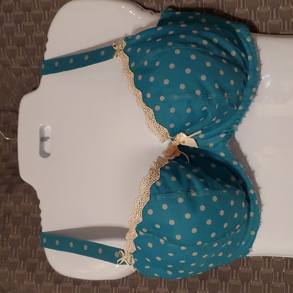 Freya Teal and Cream polkadot 30G bra